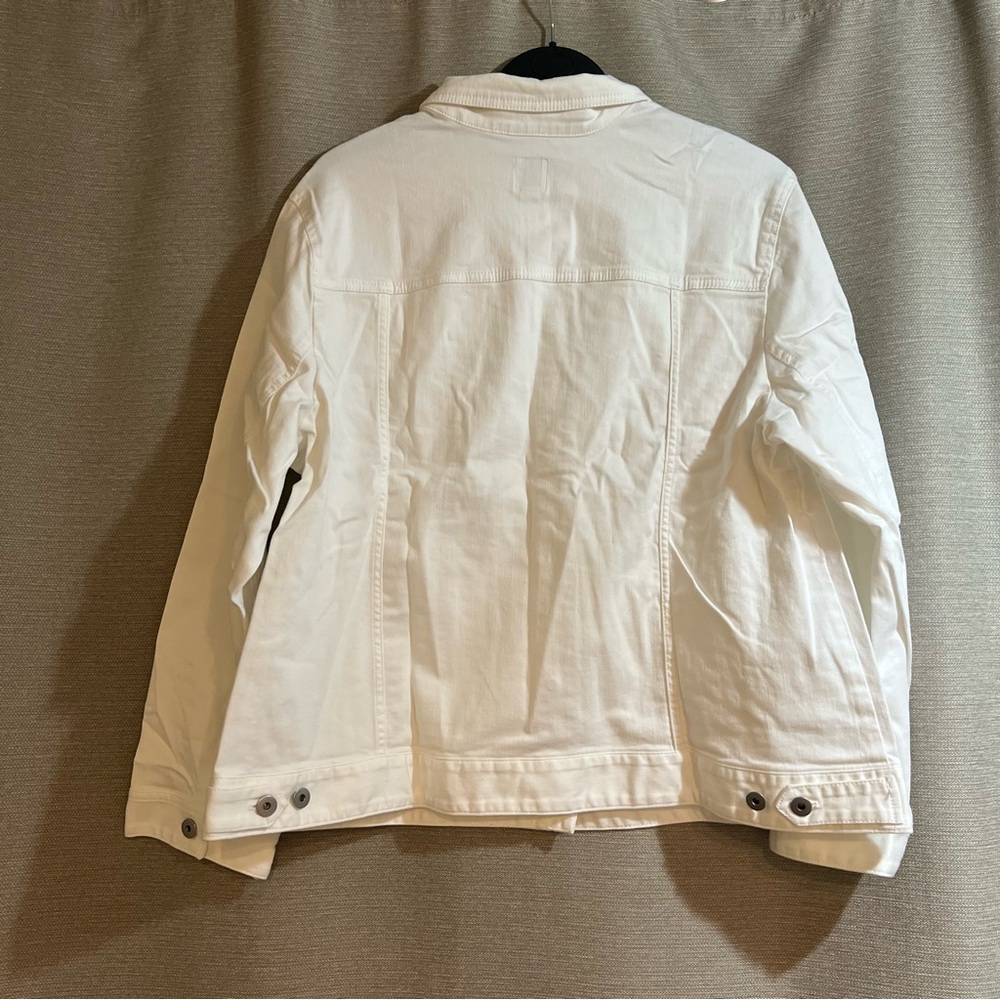 J. Jill White Denim Trucker Jacket - Plus Size 2X - NEW WITH TAGS Stretch - Picture 3 of 8